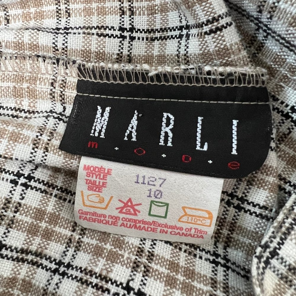 Vintage High Rise Plaid Woven Knit Pleated Relaxed Fit Straight Leg Long Shorts - Picture 6 of 8